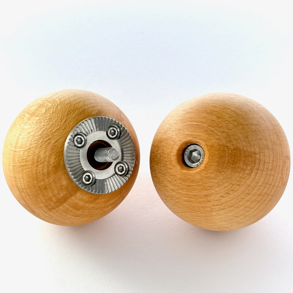Wooden sphere handles for cinema camera, made from Beech