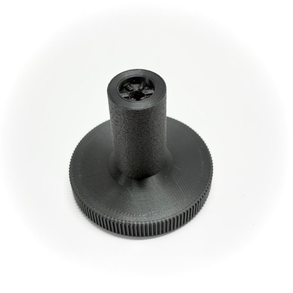cForce Mini extra offset lens gear side profile showing 34mm offset and 8mm gear thickness, 42mm total depth on a white backdrop