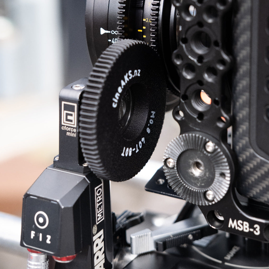 cineAKS 80 tooth push on gear on an arri cforce mini motor with rehoused leica R lens