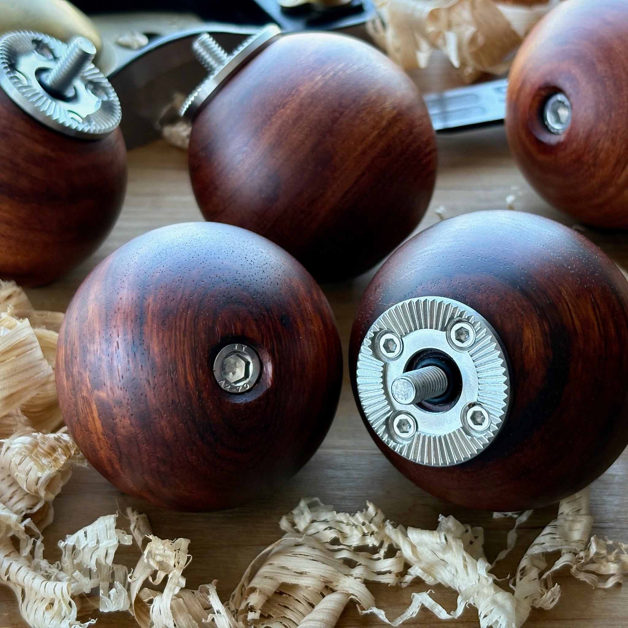 multiple wood camera grips made from padauk