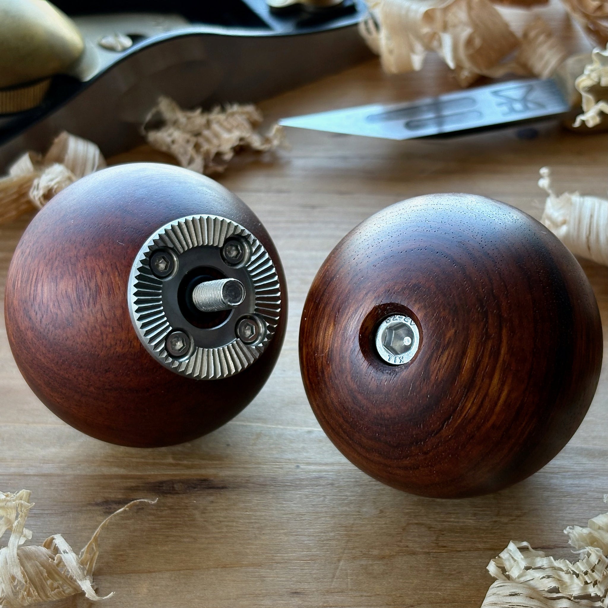 wooden camera handle ball shaped made from Padauk wood
