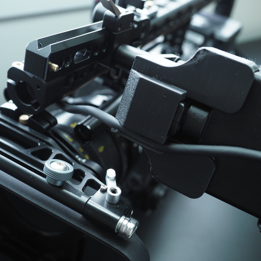 Sony FX6 hinge bracket mounted to camera