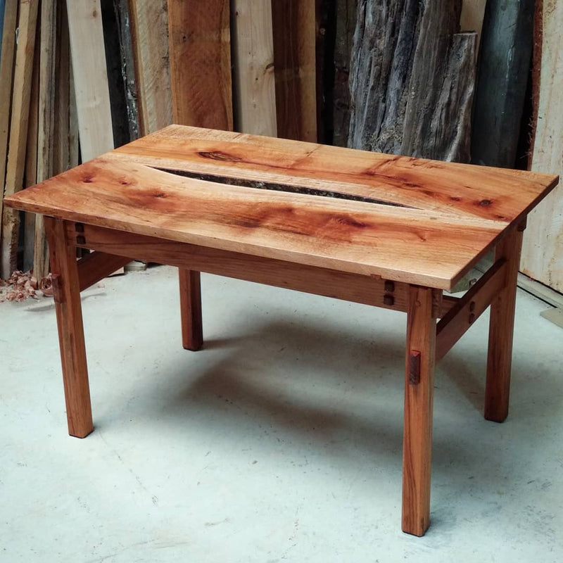 live edge coffee table made of Sheoak and Rimu