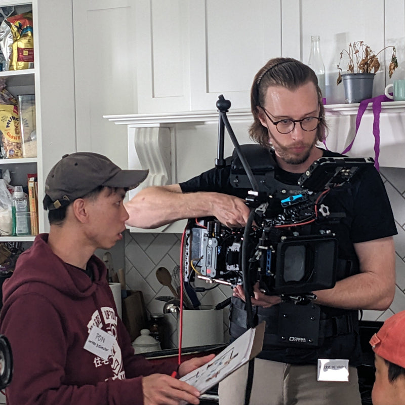 Hendrikus De Vaan operating a handheld camera on a NZ Film Commission funded film